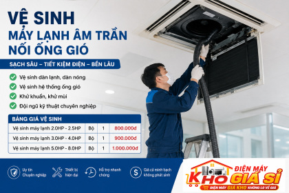Vệ Sinh Máy Lạnh Âm Trần Nối Ống Gió Chuyên Nghiệp Tại KHO ĐIỆN MÁY GIÁ SỈ